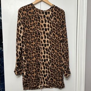 Olivaceous Animal Print Long Sleeve Shirt Dress
Size Medium